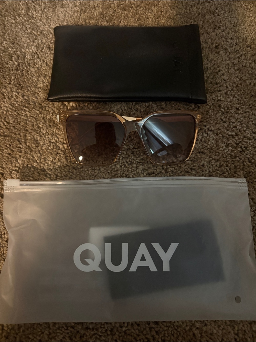 Quay Australia Gold Frame Sunglasses with Brown Gradient Lenses